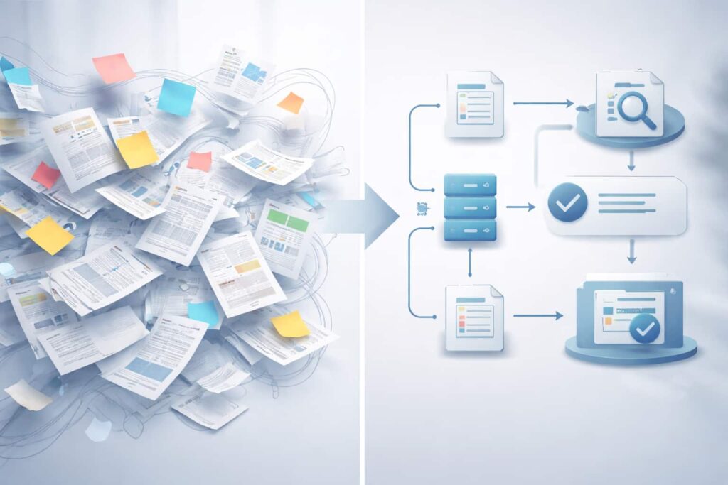 業務改善のアクション①
経理の書類チェック業務の流れとルールを整理する